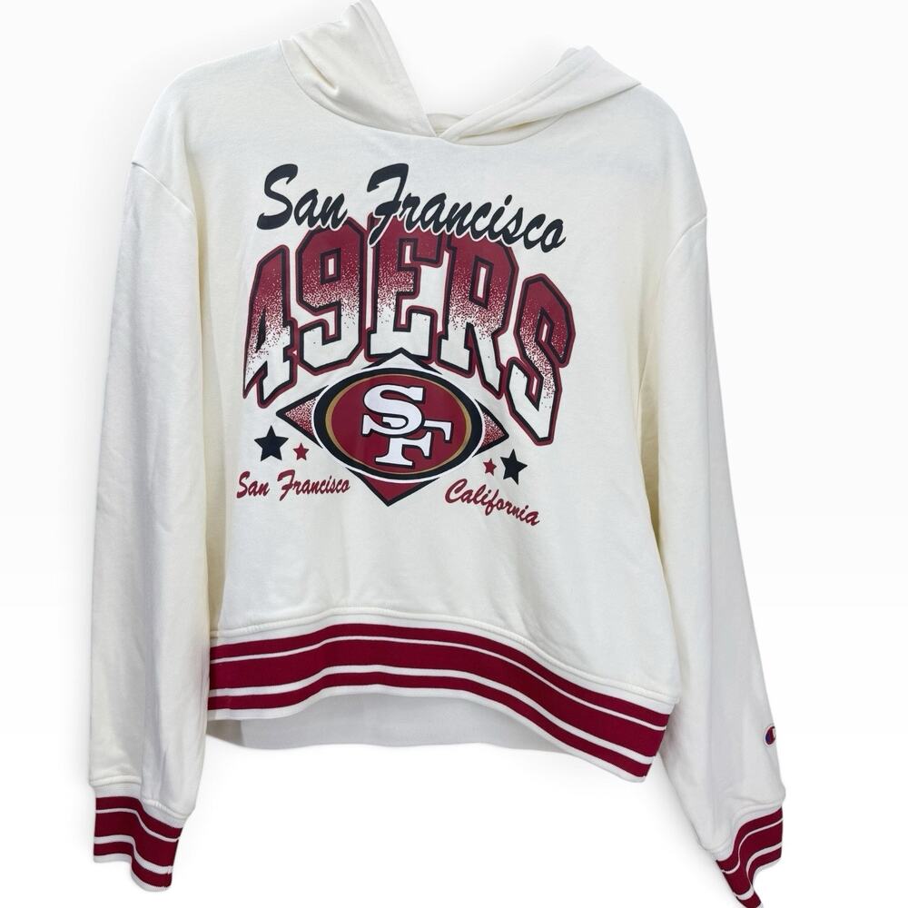 NWT Champion San Francisco 49ers Cropped Graphic Hoodie Size Medium Football NFL